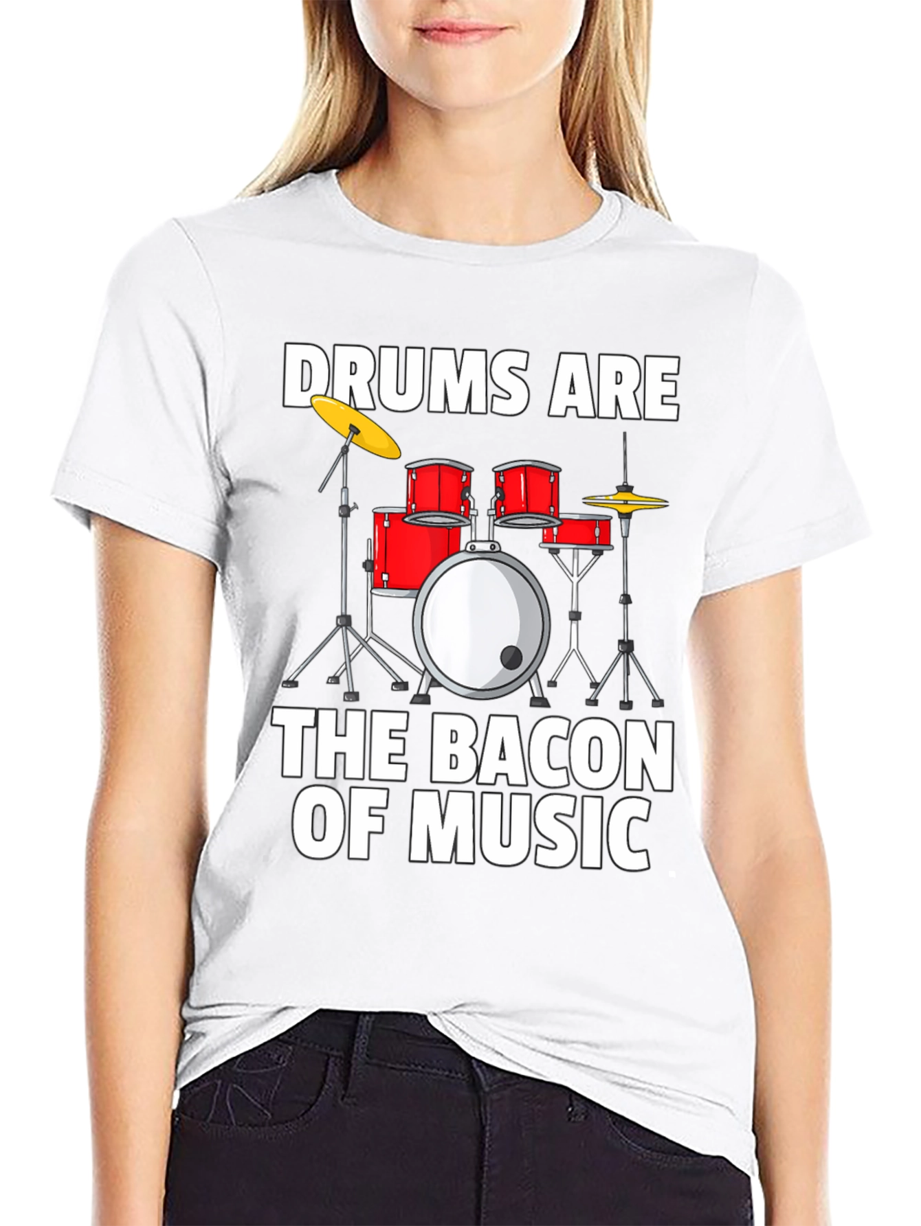 Camiseta Negra Drums Are The Bacon Of Music