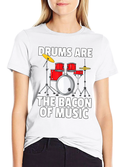 Camiseta Negra Drums Are The Bacon Of Music