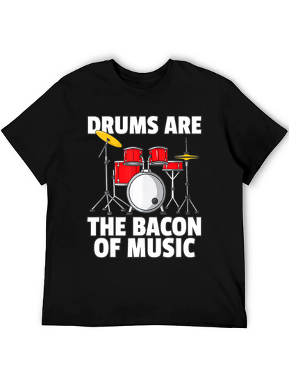 Camiseta Negra Drums Are The Bacon Of Music