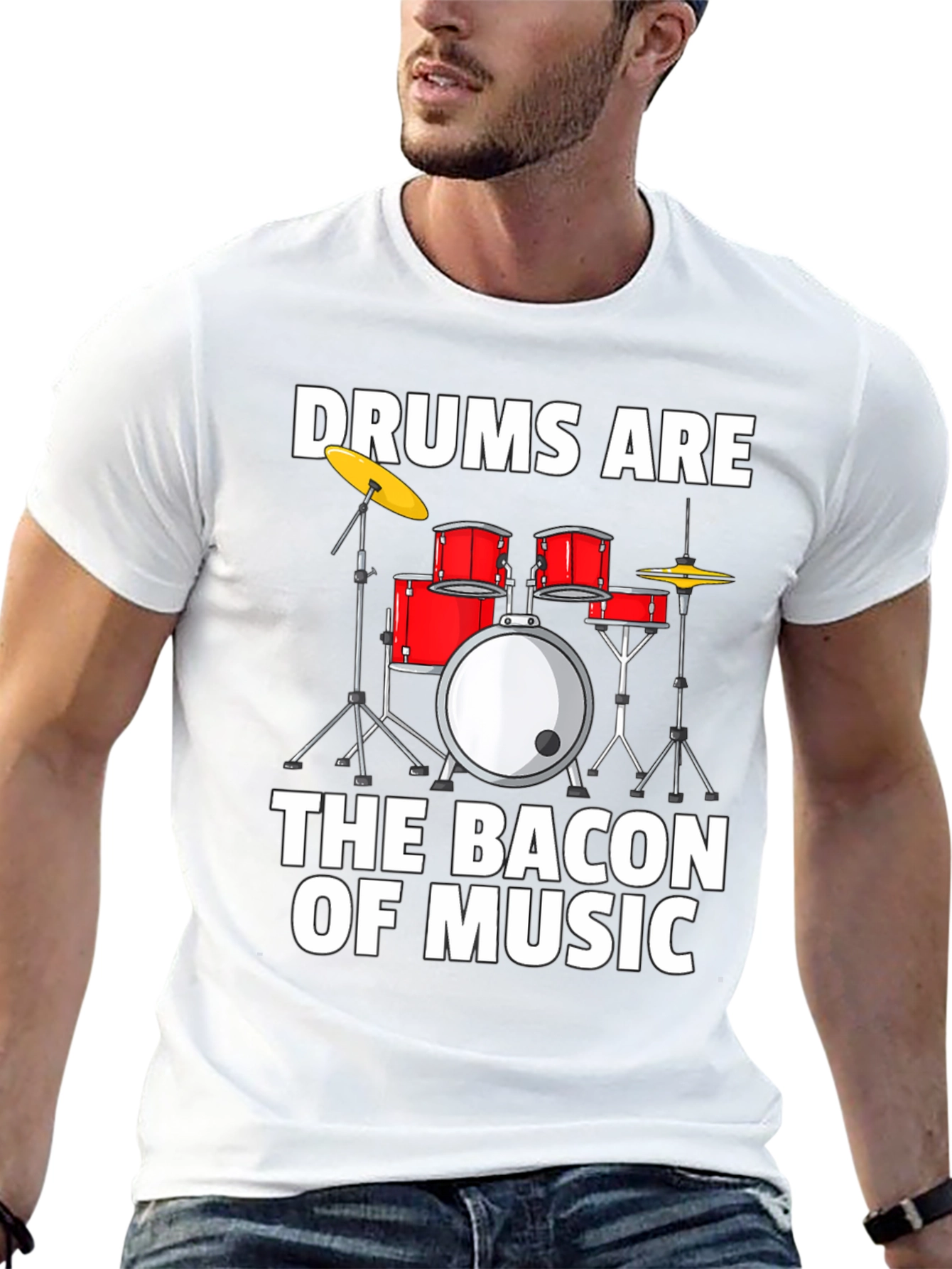 Camiseta Negra Drums Are The Bacon Of Music
