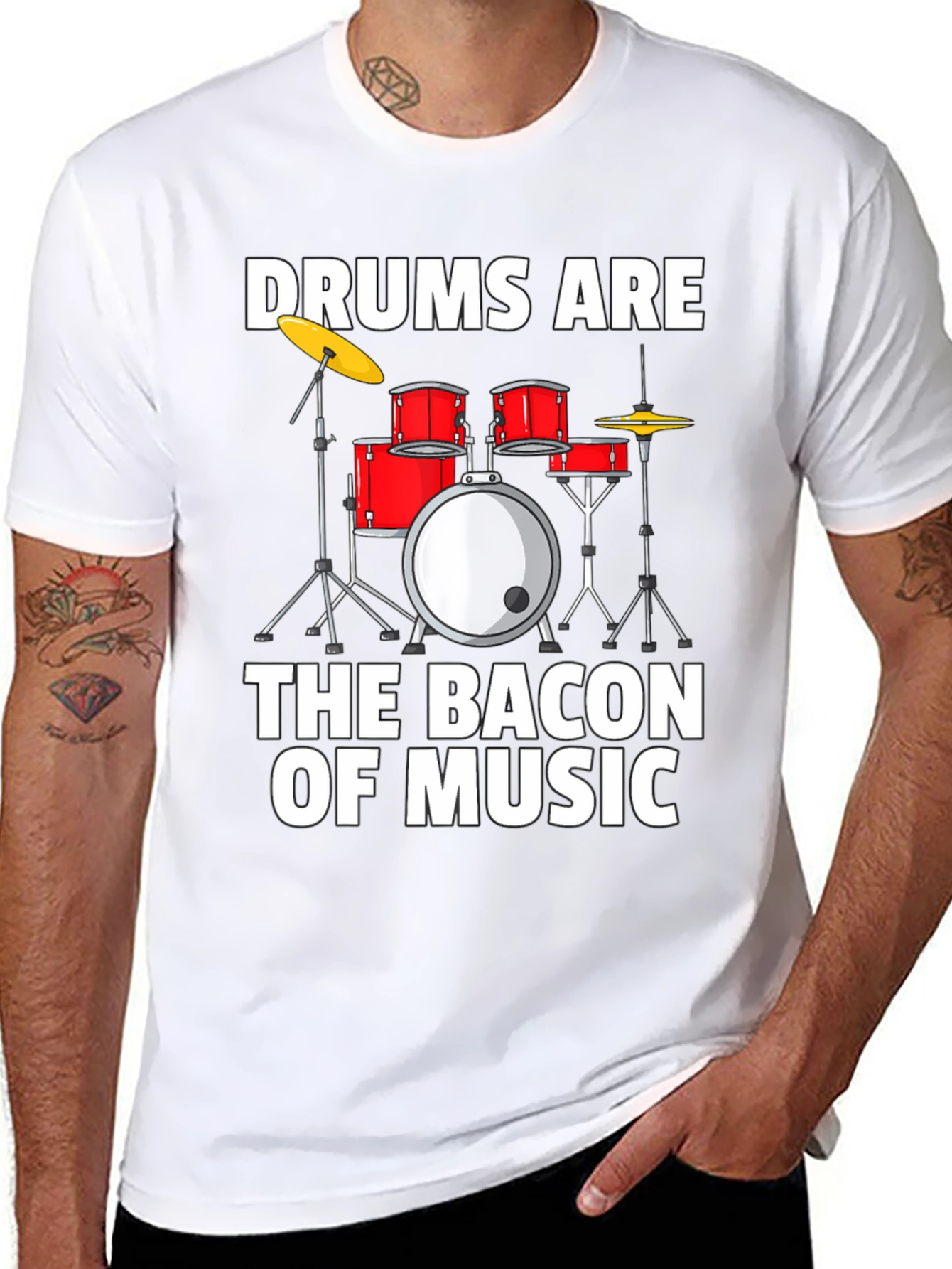 Camiseta Negra Drums Are The Bacon Of Music