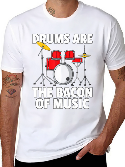 Camiseta Negra Drums Are The Bacon Of Music