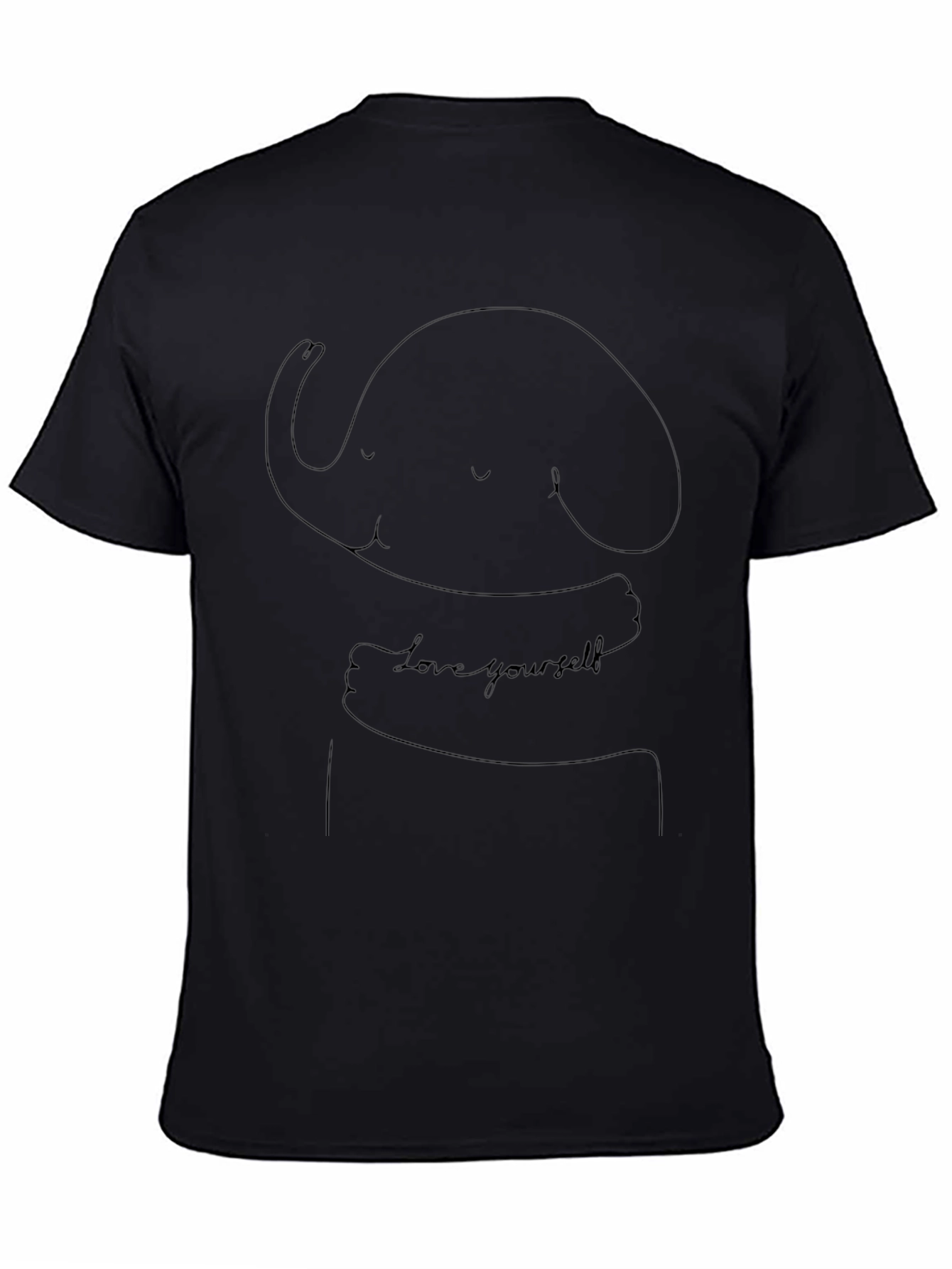 Camiseta Negra Unisex - Diseño Elefante Abrazándose