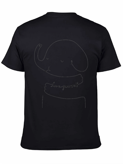 Camiseta Negra Unisex - Diseño Elefante Abrazándose