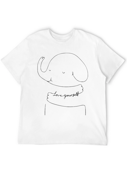 Camiseta Negra Unisex - Diseño Elefante Abrazándose