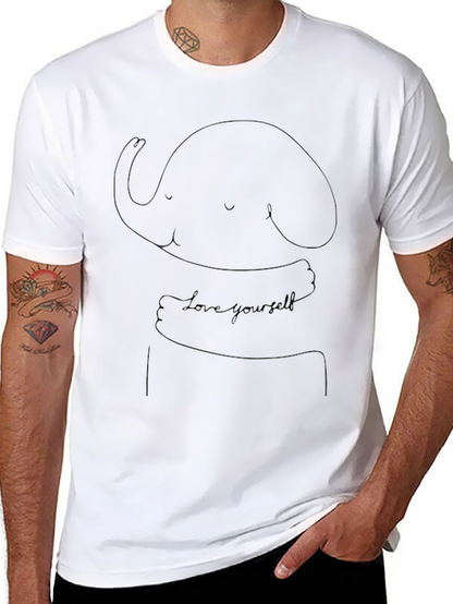 Camiseta Negra Unisex - Diseño Elefante Abrazándose