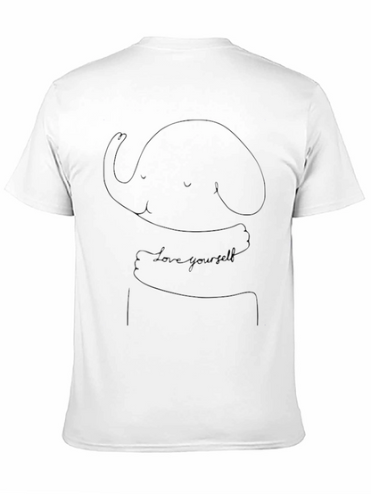 Camiseta Negra Unisex - Diseño Elefante Abrazándose