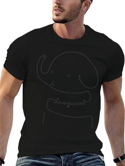 Camiseta Negra Unisex - Diseño Elefante Abrazándose