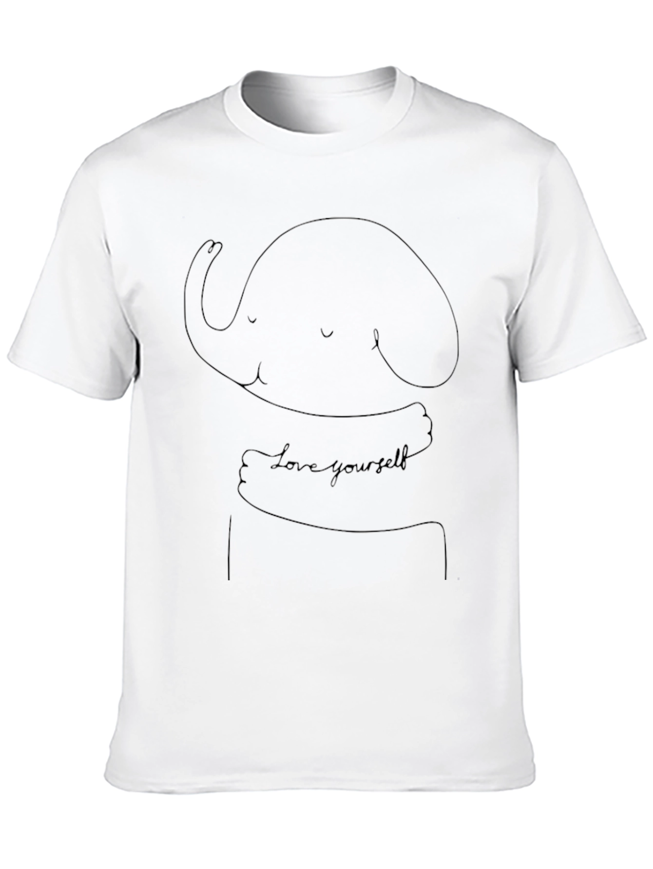 Camiseta Negra Unisex - Diseño Elefante Abrazándose
