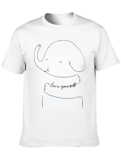 Camiseta Negra Unisex - Diseño Elefante Abrazándose