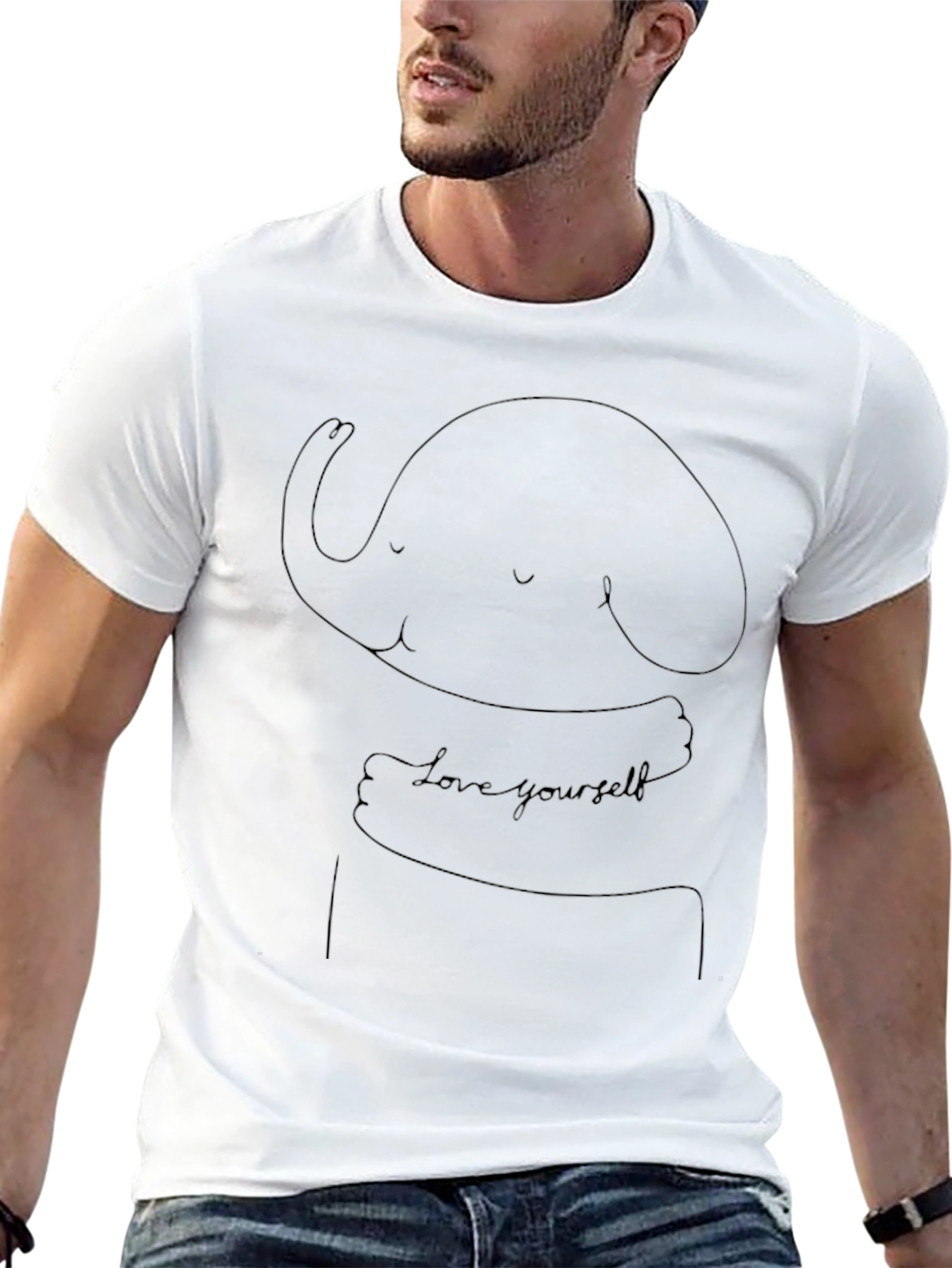 Camiseta Negra Unisex - Diseño Elefante Abrazándose