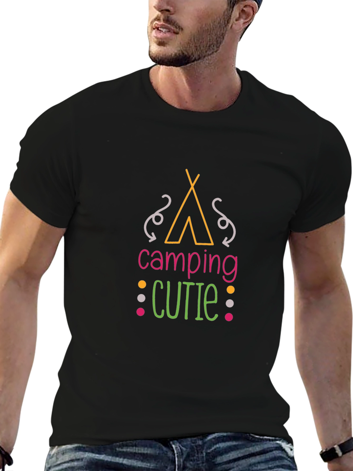 Camiseta Negra Camping Cutie Unisex