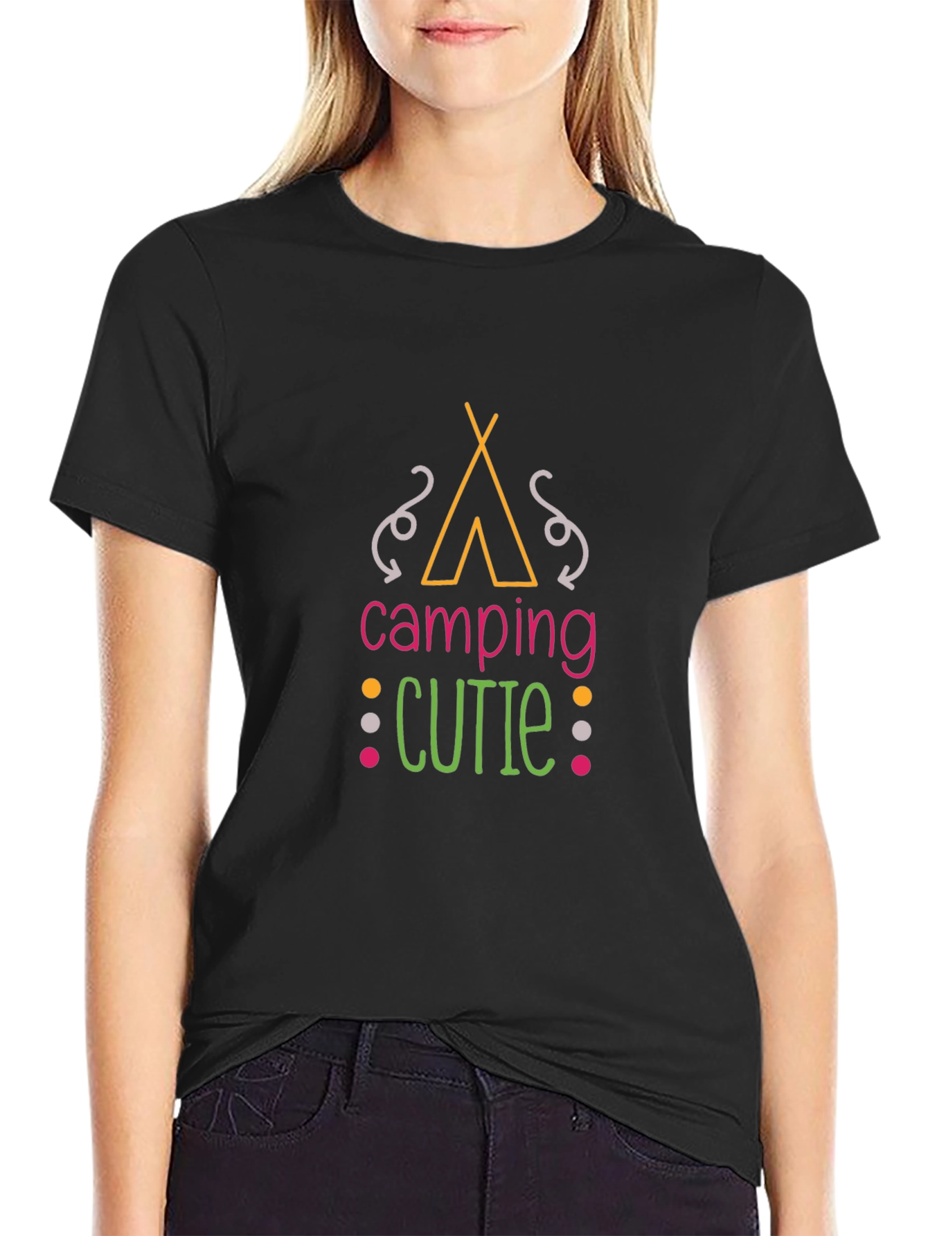 Camiseta Negra Camping Cutie Unisex