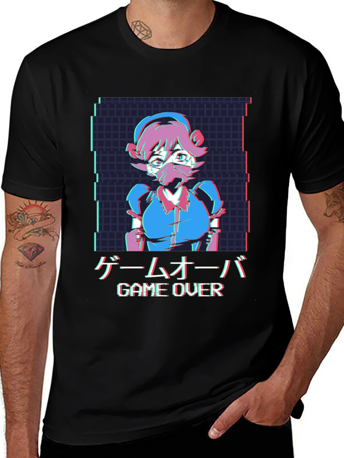 Camiseta Anime Game Over Hombre