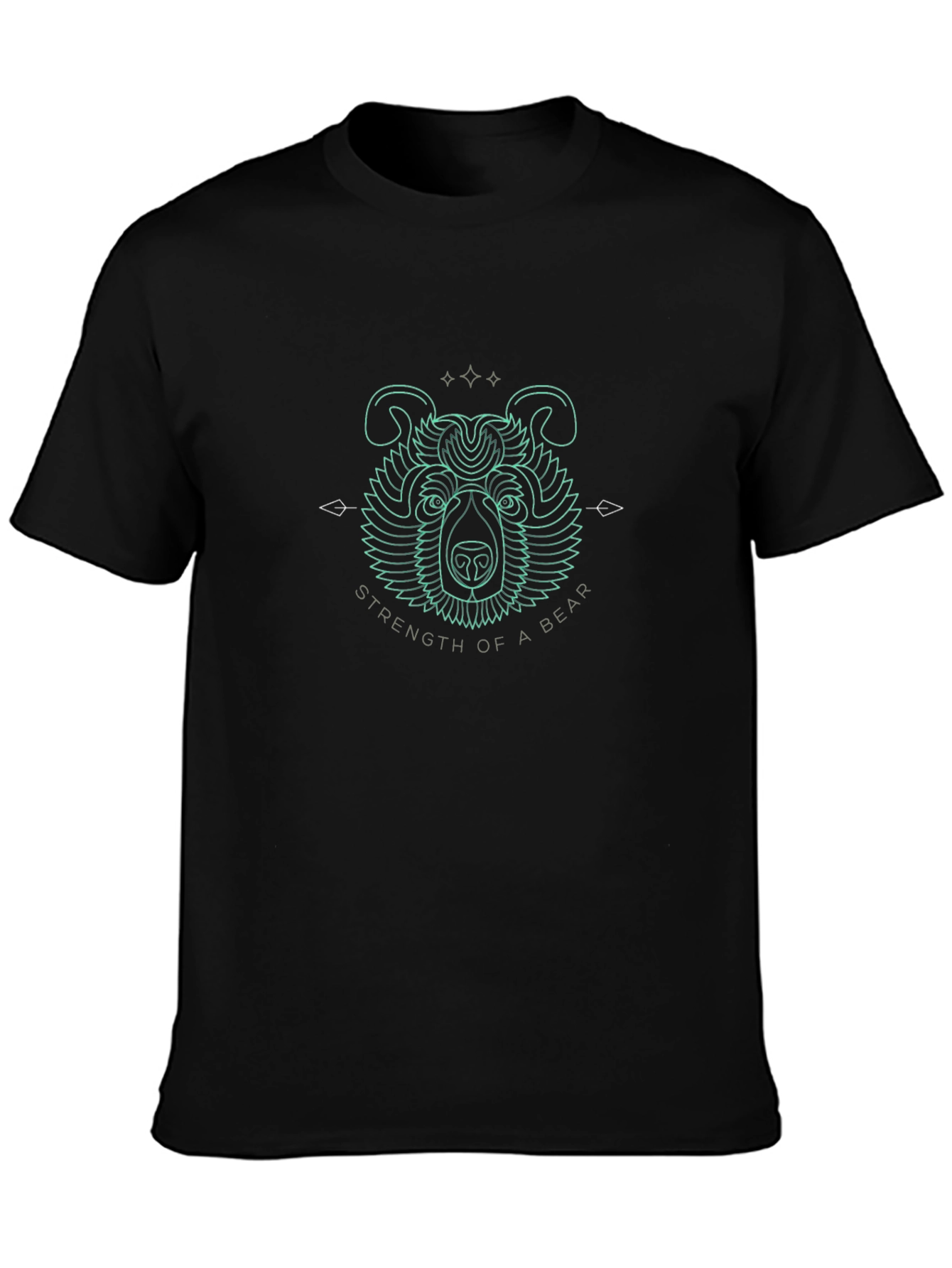 Camiseta Negra con Diseño de Oso Fuerza de Oso