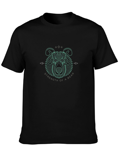 Camiseta Negra con Diseño de Oso Fuerza de Oso