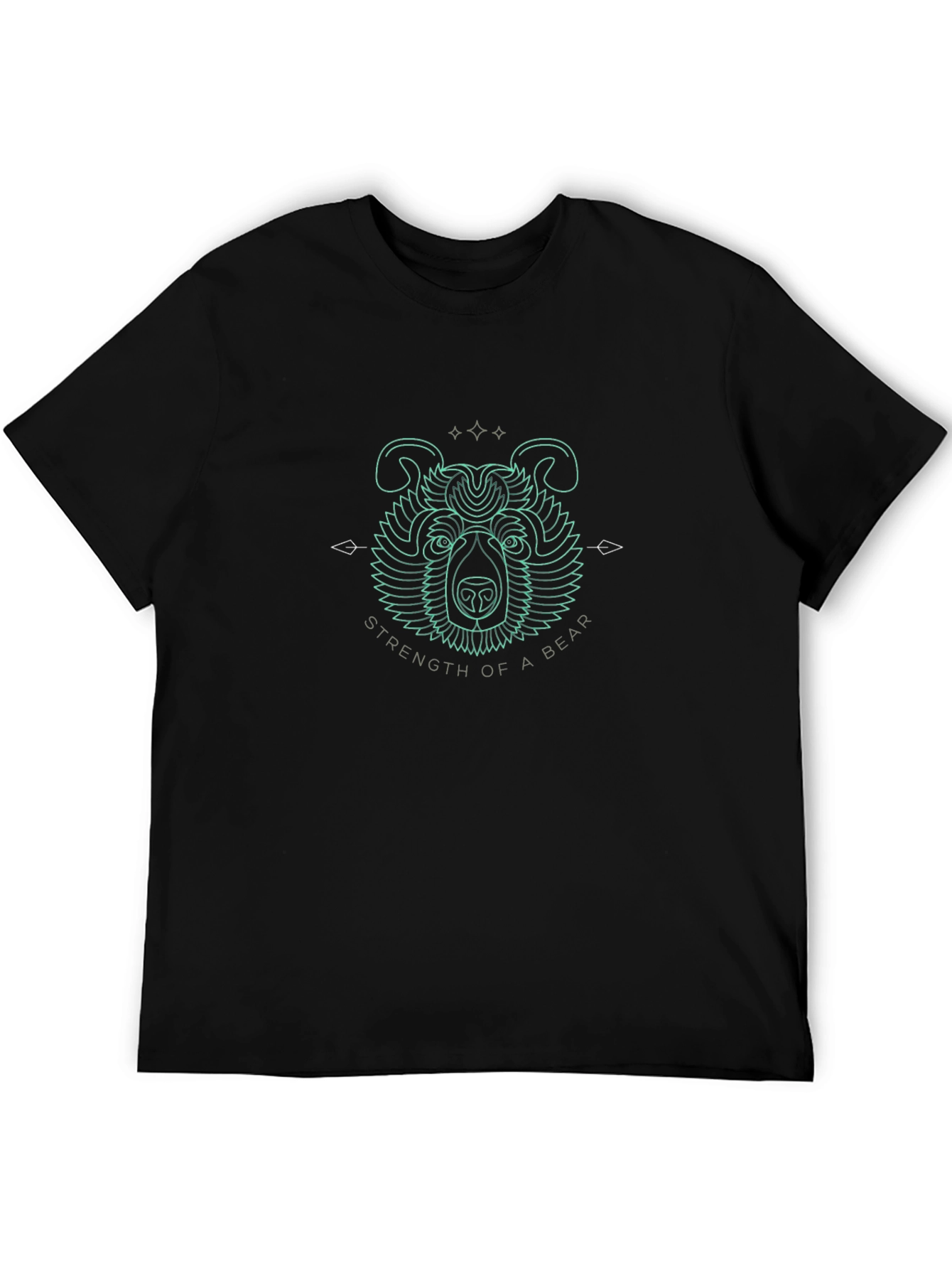 Camiseta Negra con Diseño de Oso Fuerza de Oso