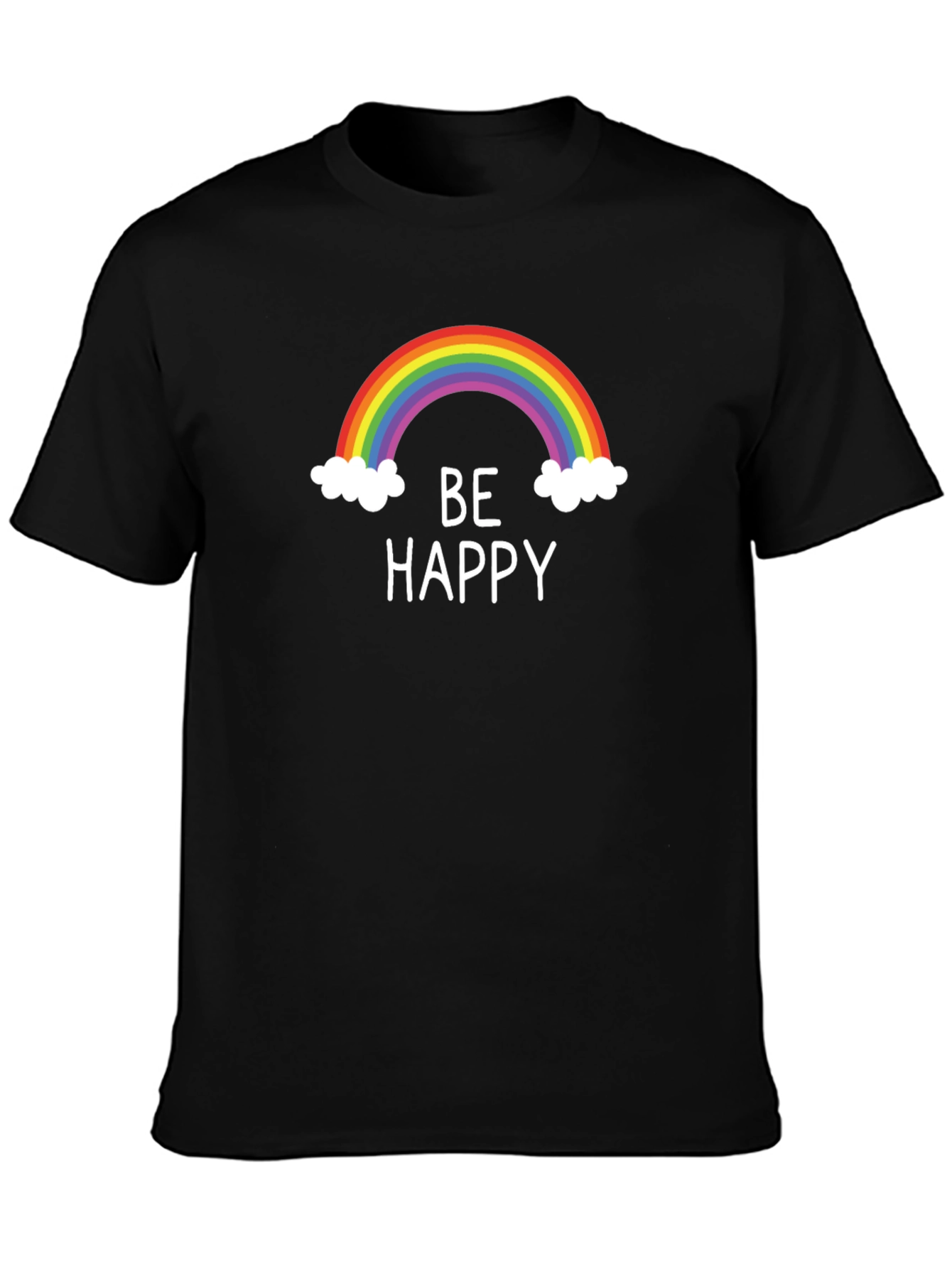 Camiseta Negra Be Happy Arcoíris