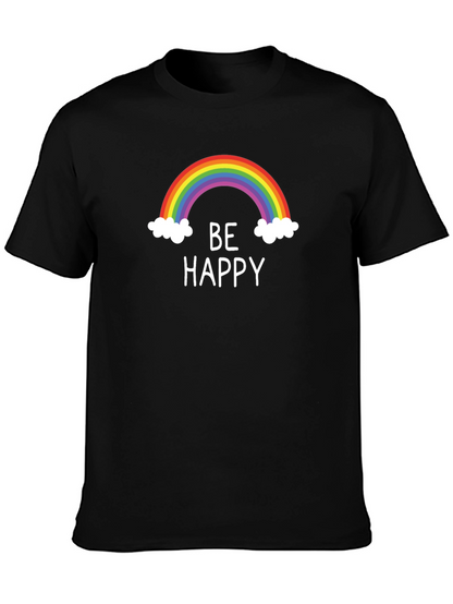 Camiseta Negra Be Happy Arcoíris