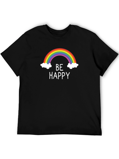 Camiseta Negra Be Happy Arcoíris