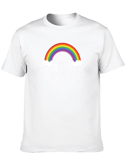 Camiseta Negra Be Happy Arcoíris