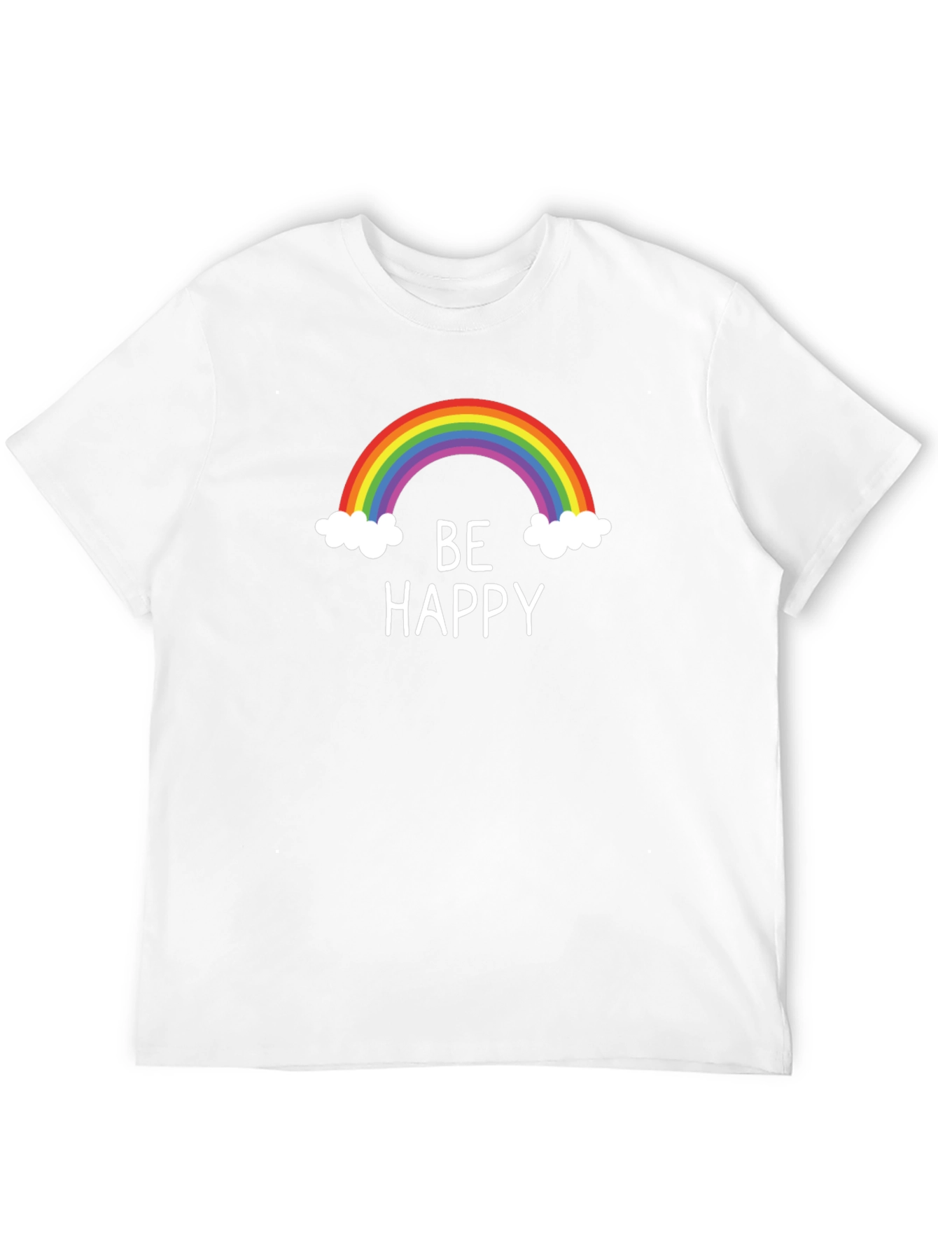 Camiseta Negra Be Happy Arcoíris