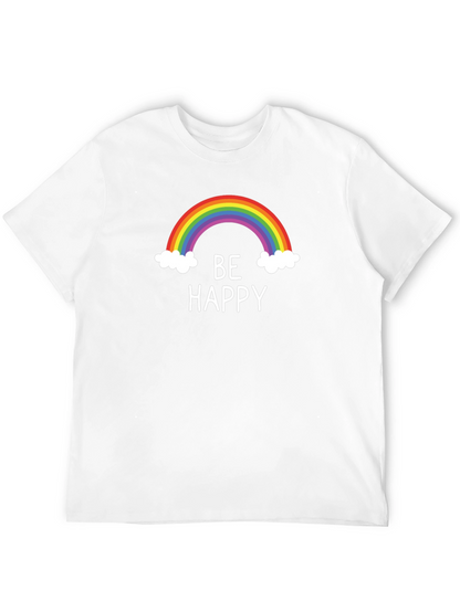 Camiseta Negra Be Happy Arcoíris