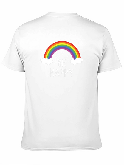Camiseta Negra Be Happy Arcoíris