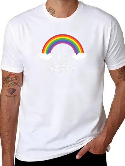 Camiseta Negra Be Happy Arcoíris