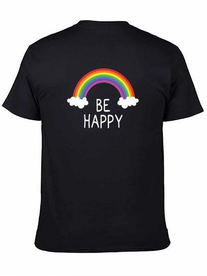 Camiseta Negra Be Happy Arcoíris