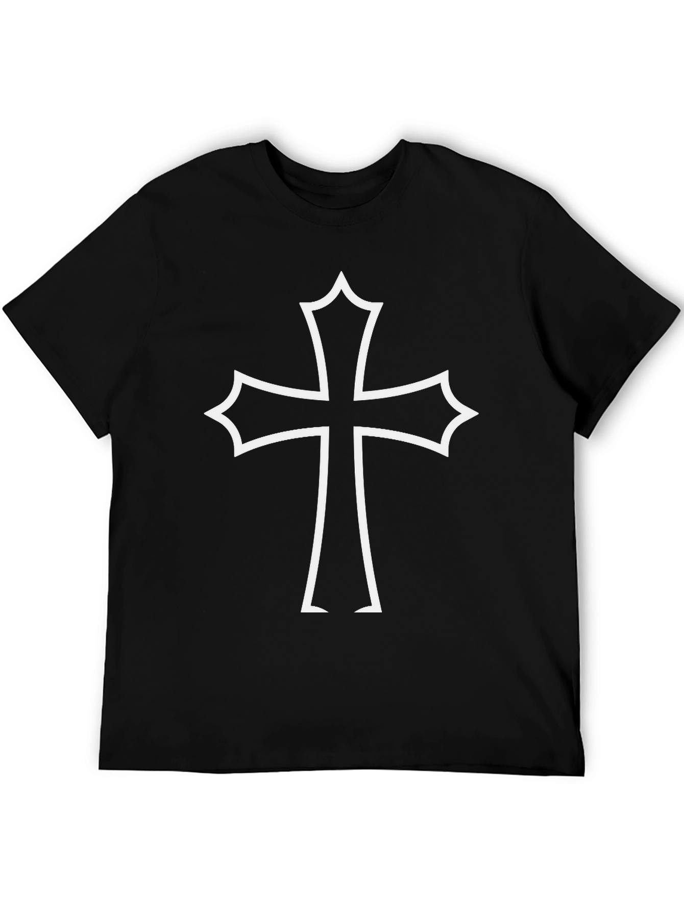 Camiseta Negra con Cruz Blanca Estilizada