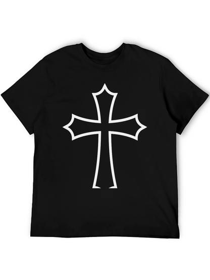 Camiseta Negra con Cruz Blanca Estilizada
