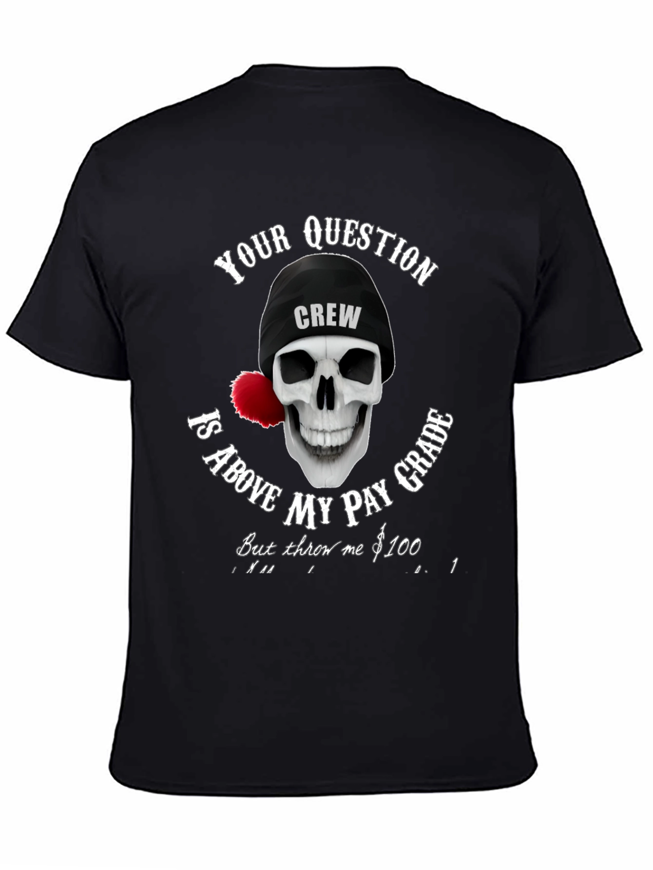 Camiseta Negra con Diseño de Calavera Crew
