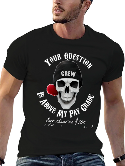 Camiseta Negra con Diseño de Calavera Crew