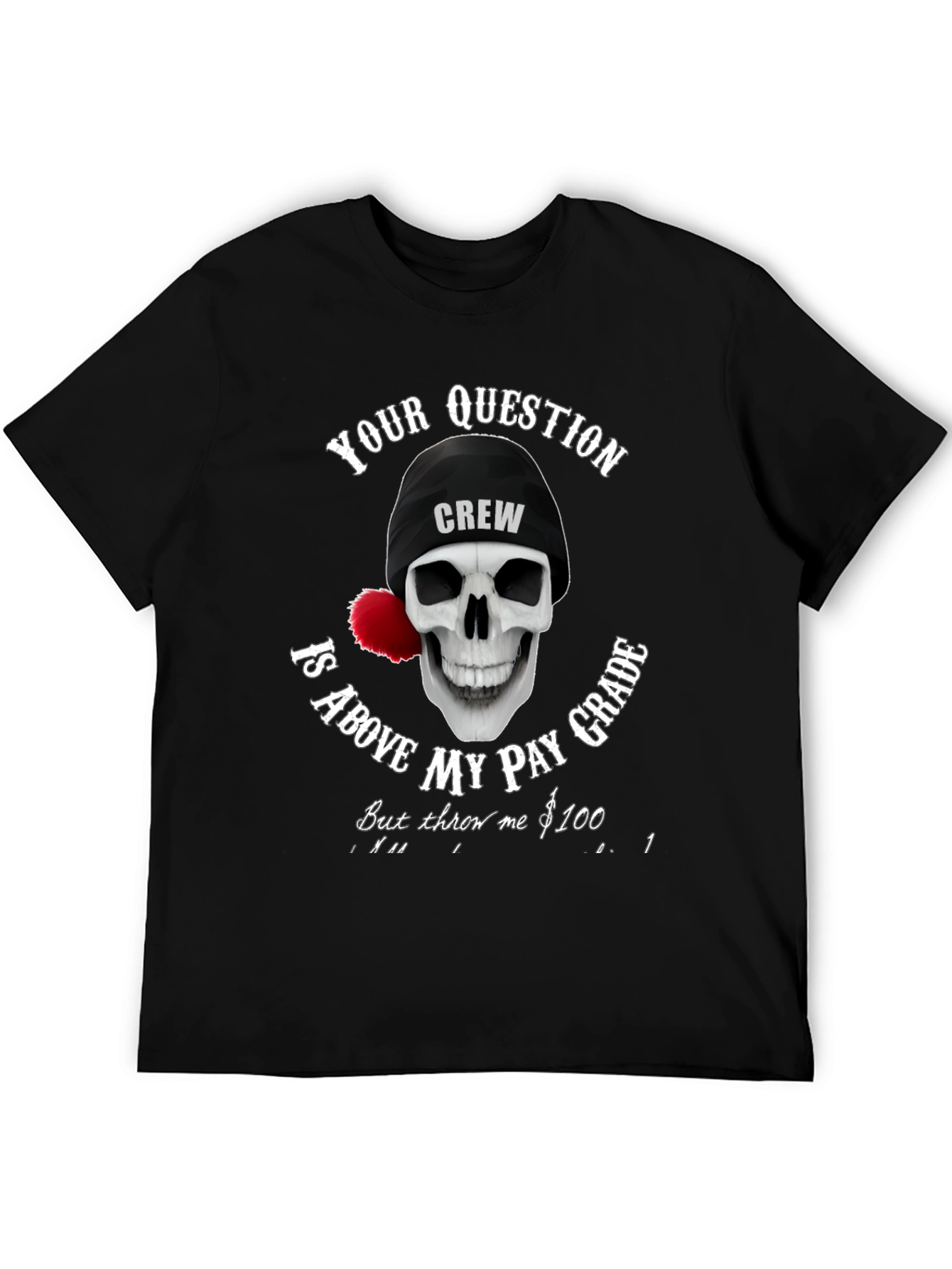 Camiseta Negra con Diseño de Calavera Crew