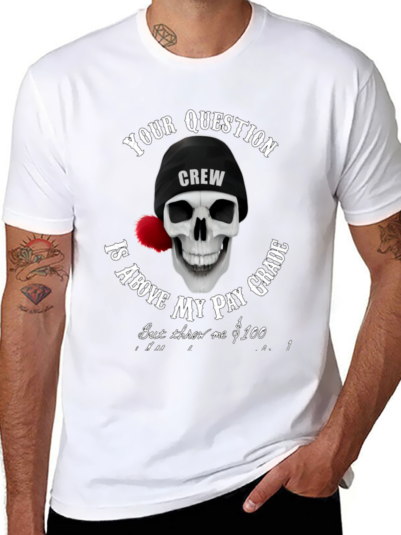 Camiseta Negra con Diseño de Calavera Crew