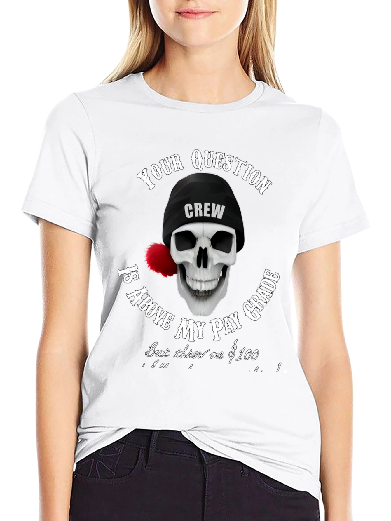 Camiseta Negra con Diseño de Calavera Crew