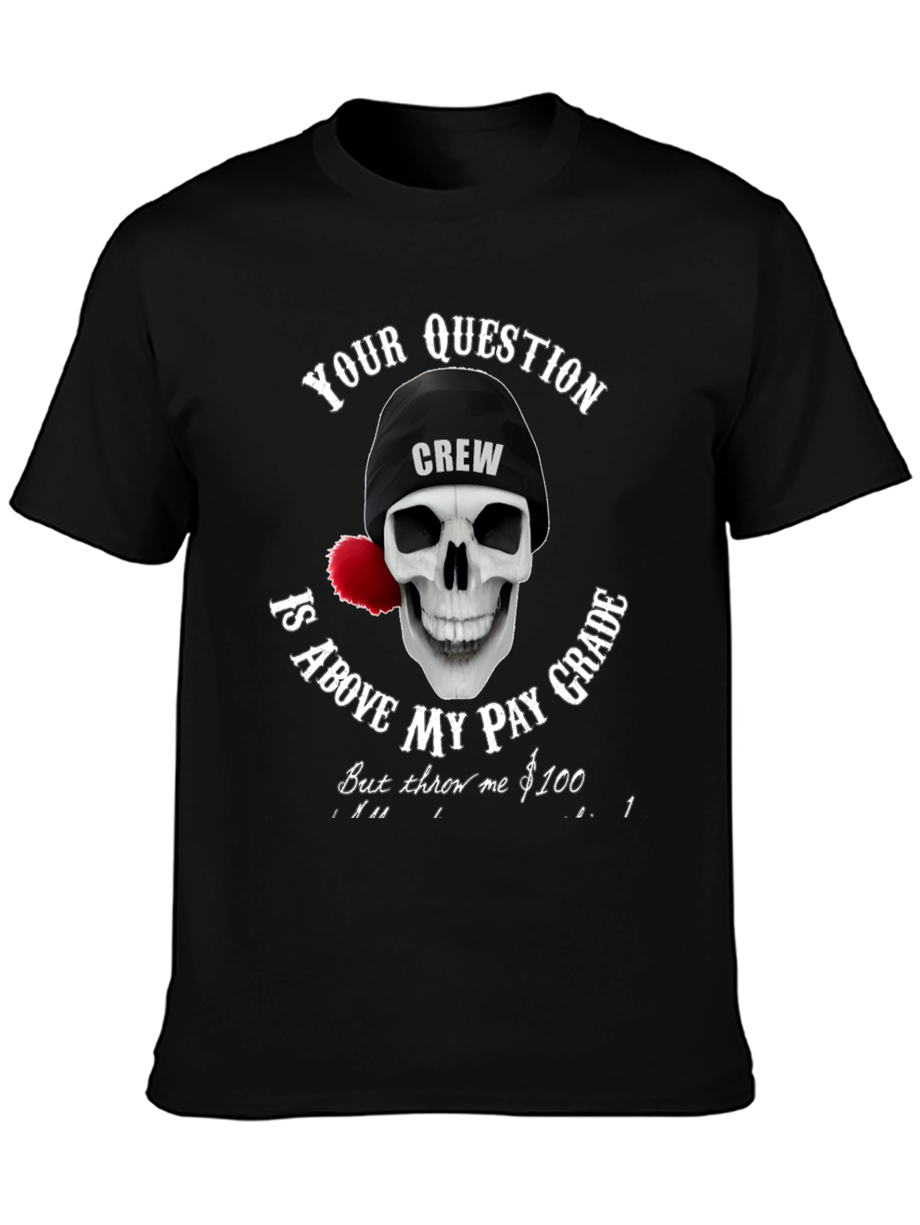 Camiseta Negra con Diseño de Calavera Crew