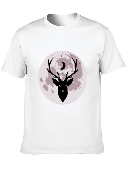 Camiseta Negra Estampada Ciervo y Luna
