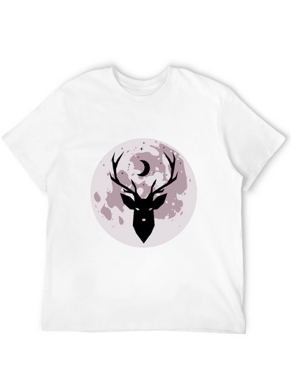 Camiseta Negra Estampada Ciervo y Luna