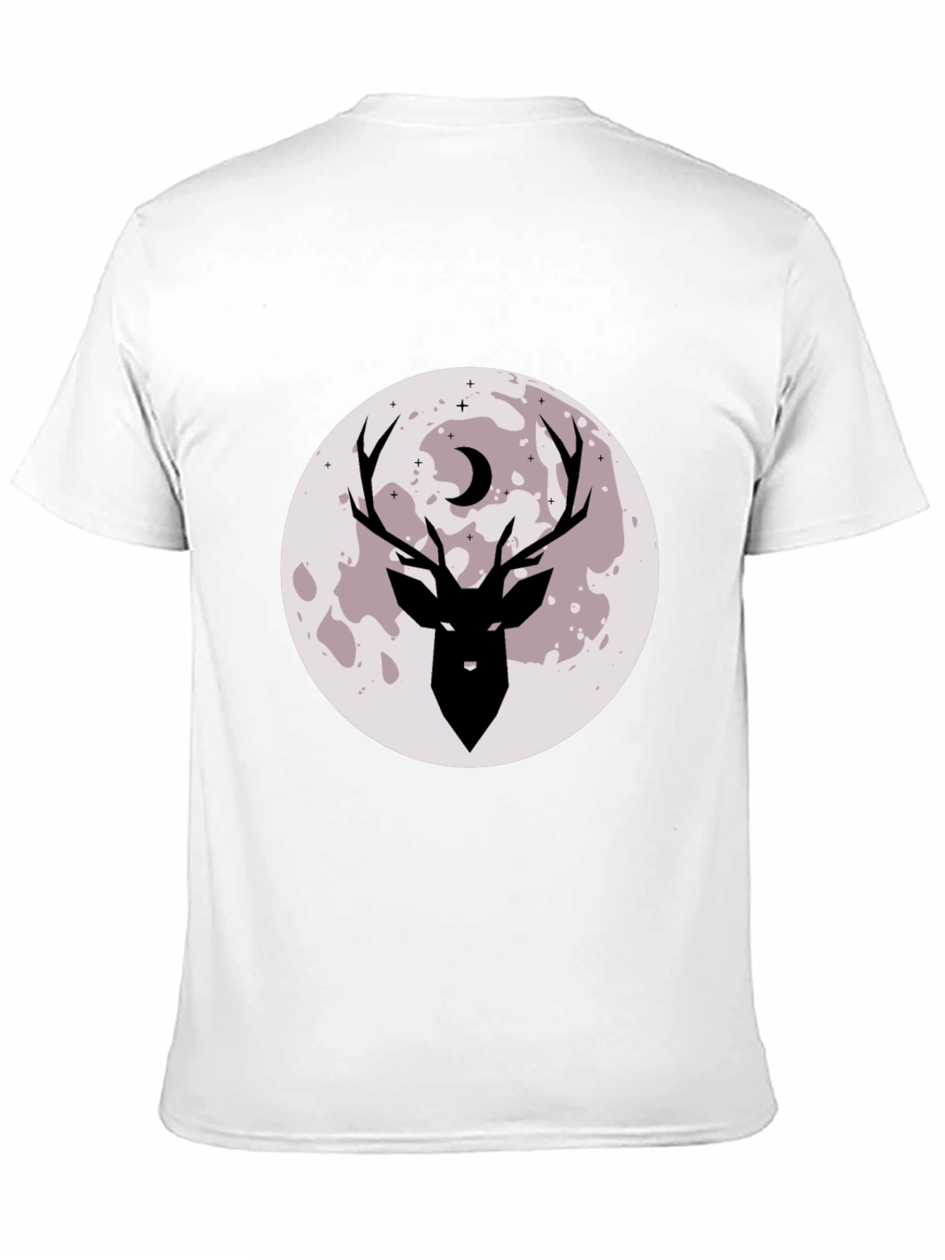 Camiseta Negra Estampada Ciervo y Luna