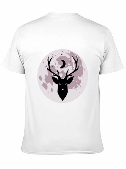Camiseta Negra Estampada Ciervo y Luna
