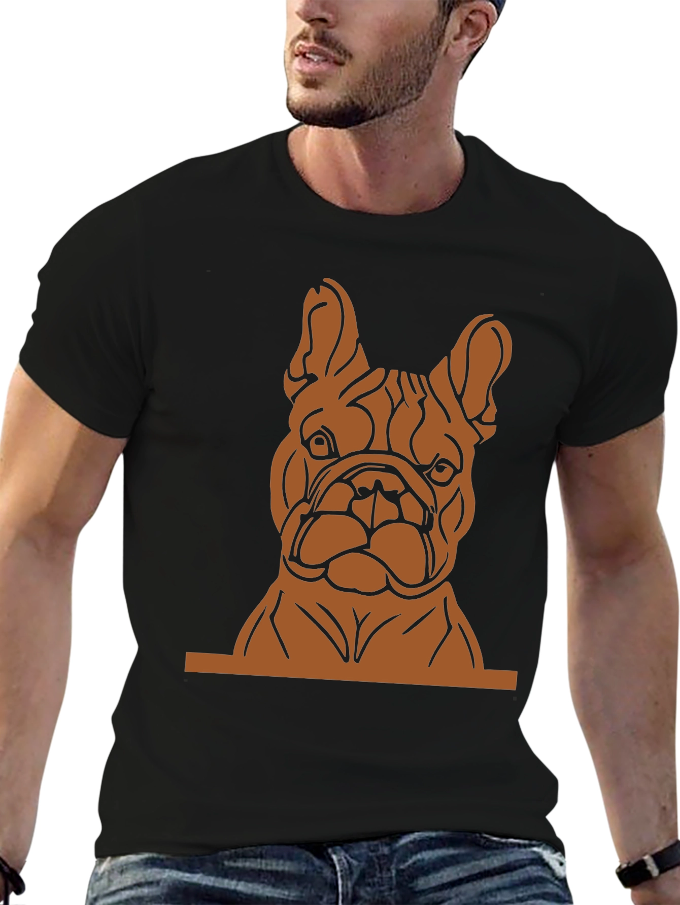Camiseta Negra con Diseño de Bulldog Francés