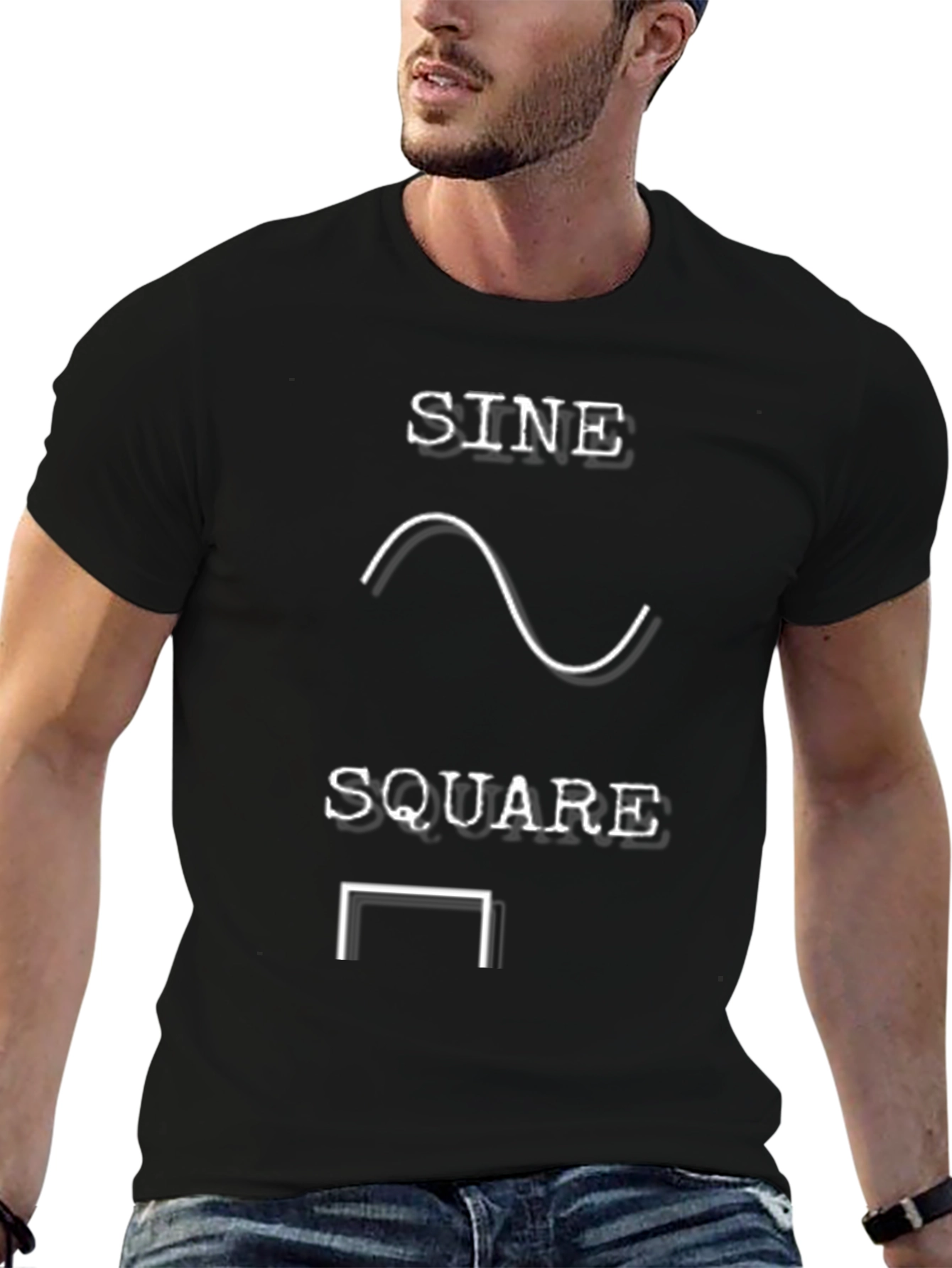 Camiseta Negra Ondas Senoidales y Cuadradas