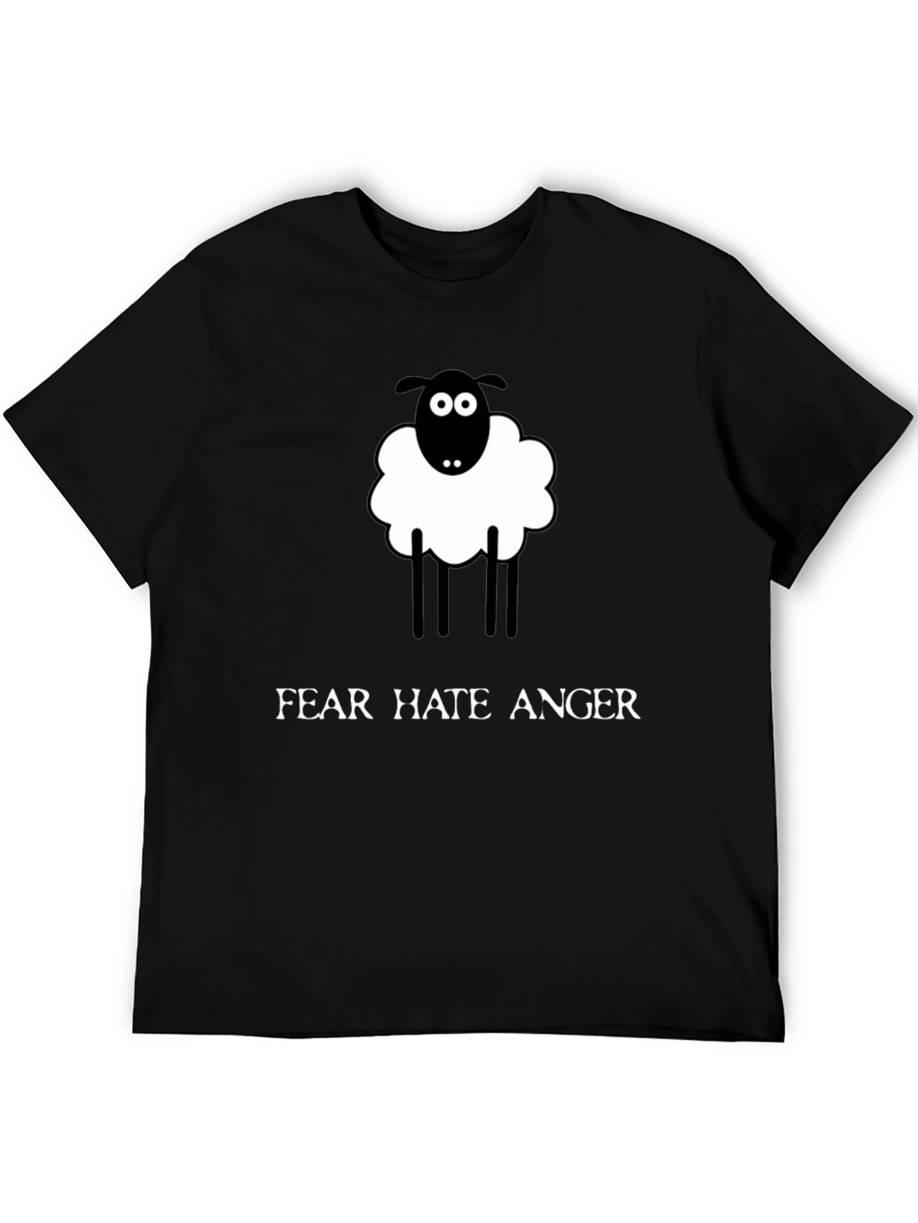 Camiseta Negra Oveja Miedo Odio Ira
