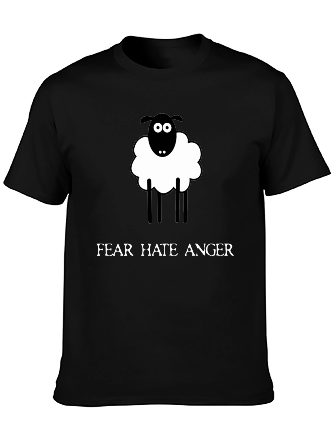 Camiseta Negra Oveja Miedo Odio Ira