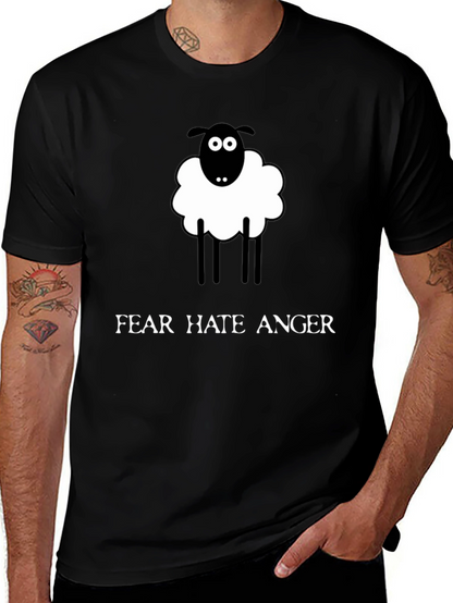Camiseta Negra Oveja Miedo Odio Ira