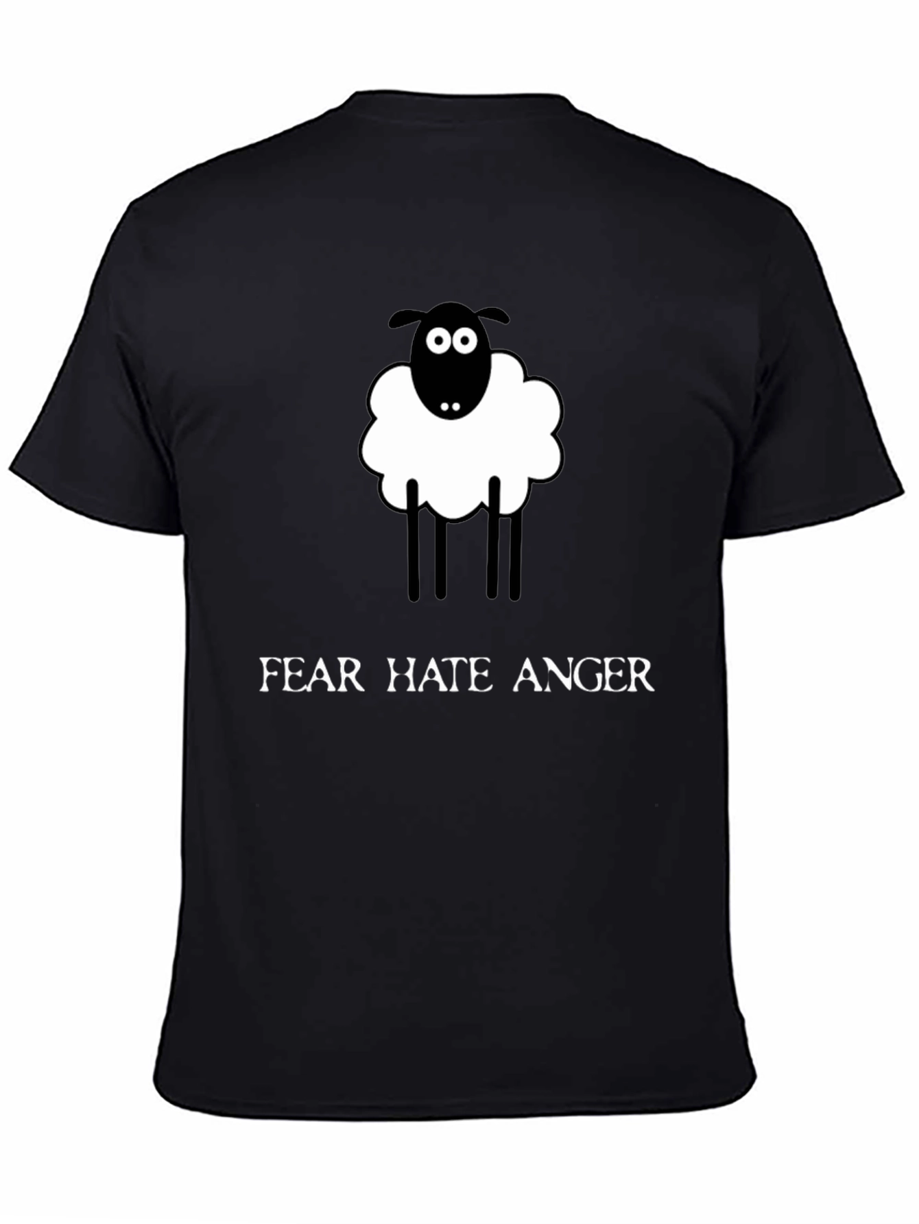 Camiseta Negra Oveja Miedo Odio Ira