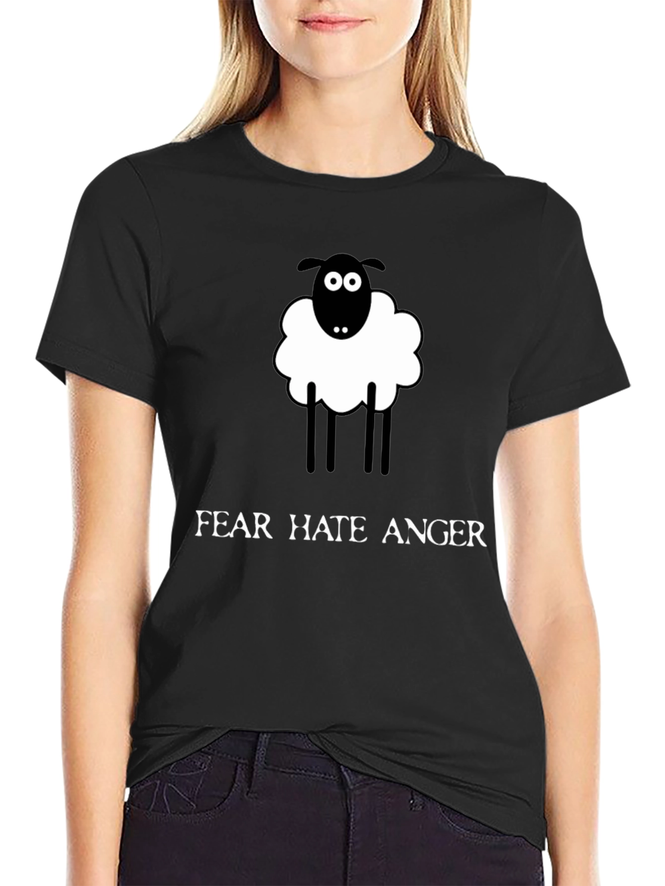 Camiseta Negra Oveja Miedo Odio Ira