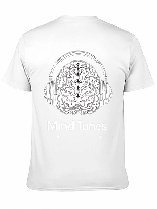 Camiseta Negra Mind Tunes con Diseño de Cerebro y Audífonos